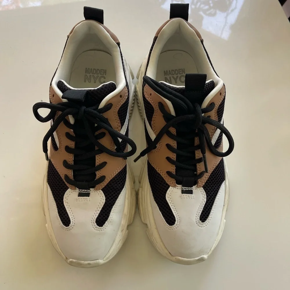 Madden NYC Black and Tan Chunky Sneakers